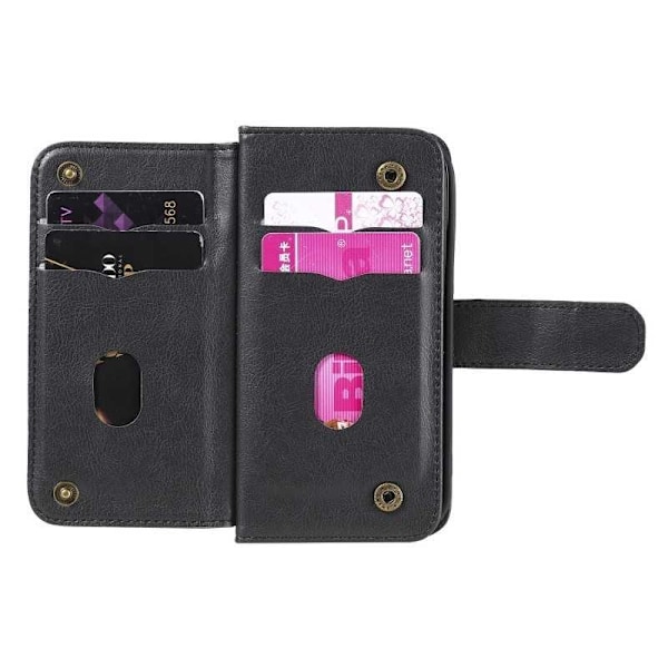 iPhone 13 Pro Max Praktisk tegnebogscover med 11-bakker Array V2 Black