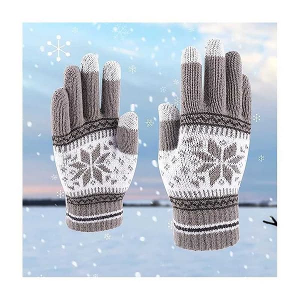 Touch Gloves Winter Pattern Brun