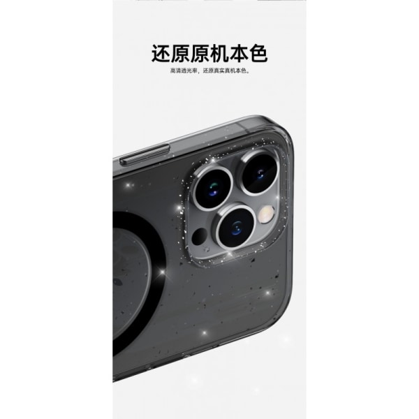 Glitrende MagSafe-deksel til iPhone 15 Pro Max - Sort