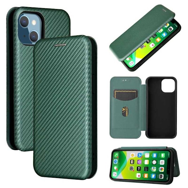 iPhone 13 Flip Case -korttipaikka CarbonDreams Grön