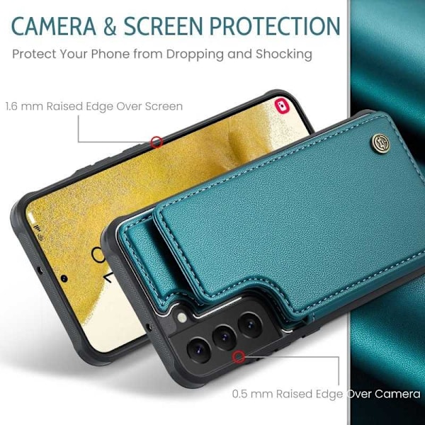 CaseMe Shockproof Cover Kortholder Stander 4-rums Samsung S22 Grön