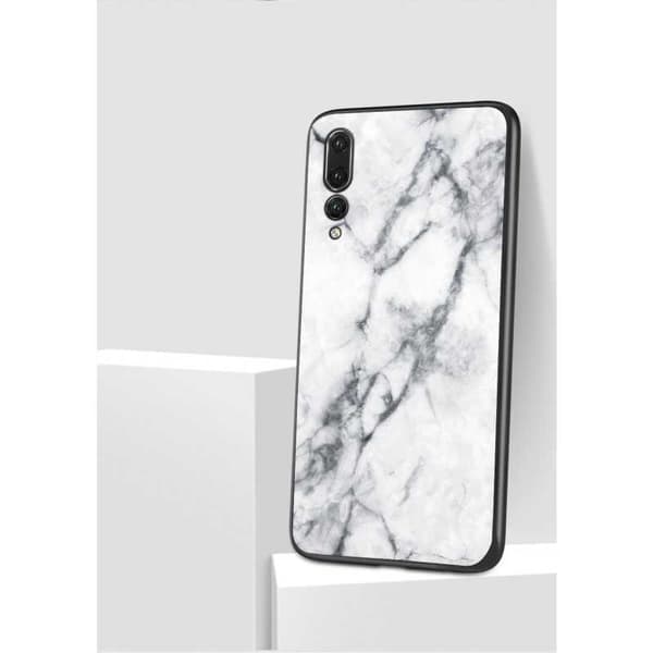 Huawei P20 Pro Marmorskal 9H Glas Baksida Glassback V2 White Variant 2