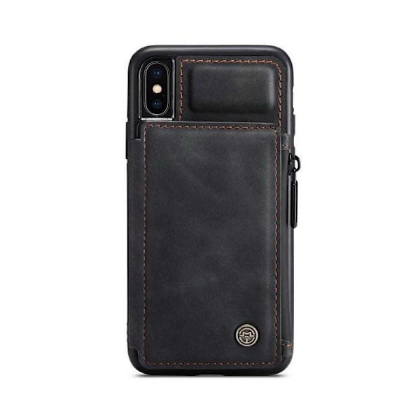 iPhone X Case korttipidike ja vetoketju 4-POCKET CaseMe Flippr Black