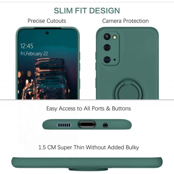 Samsung S20 Plus Stöttåligt Skal med Ringhållare CamShield Grön