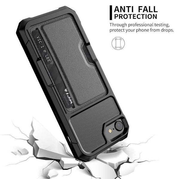 iPhone 8 Iskunkestävä suojus korttilokerolla Solid V2 Black