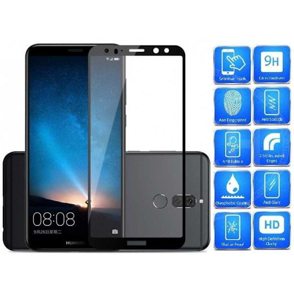 2-PACK Mate 10 Lite karkaistu lasi 0,26 mm 2,5D 9H Fullframe Svart