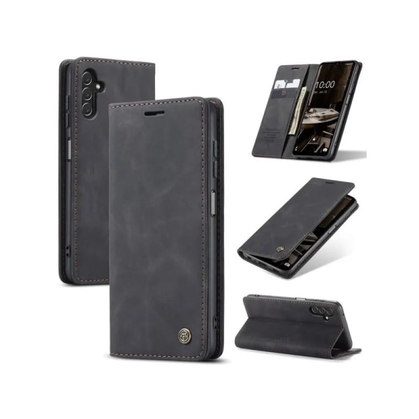Samsung A14 5G/4G Elegant Flip Cover CaseMe 3-RUMMET Black