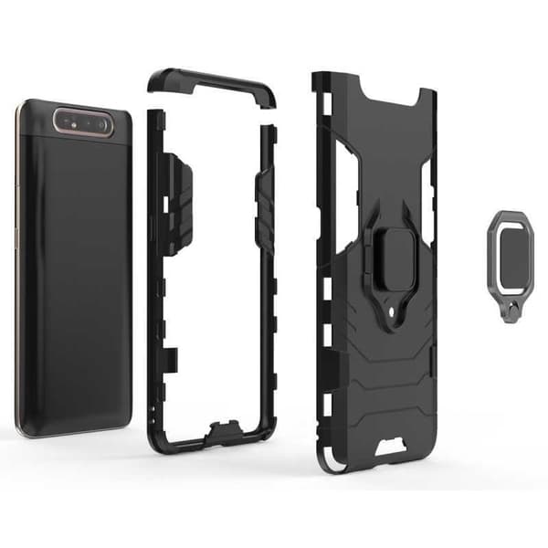 Samsung A80 iskunkestävä suojus sormustelineellä ThinArmor Black