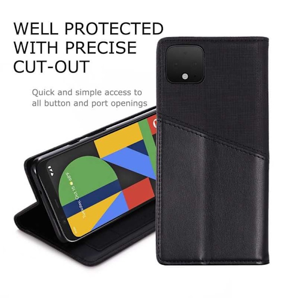 Elegant etui til Google Pixel 4 XL i PU-læder med RFID-blok Black
