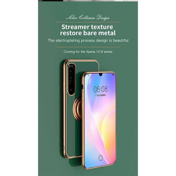 Xperia 10 III Elegant & stødsikkert cover med ringholder fejlfri Mörkgrön
