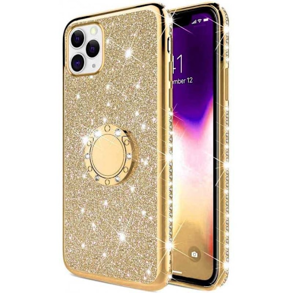 iPhone 12 Pro stødabsorberende cover med Ring Holder Strass Svart