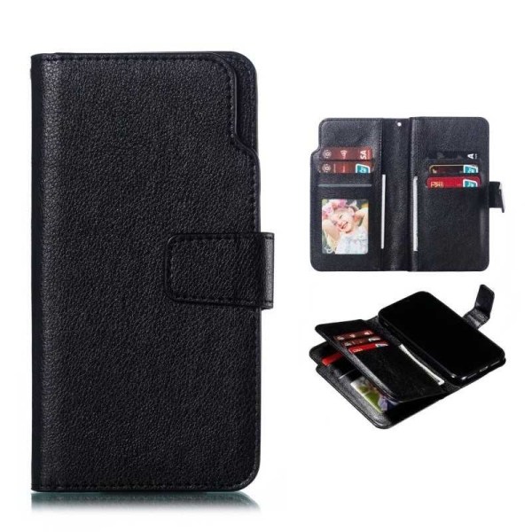 iPhone X / XS käytännöllinen lompakkokotelo 12-taskuisella Array Black