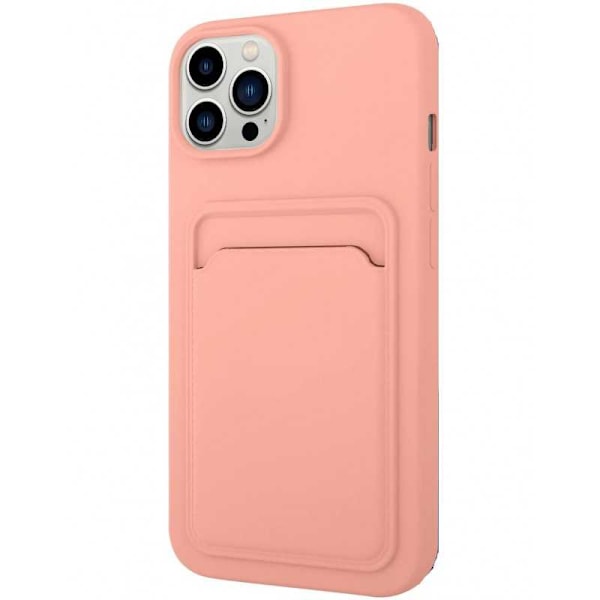 iPhone 12 Pro Max gummibelagt stødsikkert cover med væske til kortrum Rosa