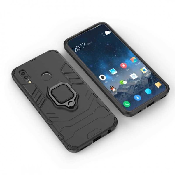 Huawei P Smart 2019 iskunkestävä suojus rengaspidikkeellä ThinArmor Black