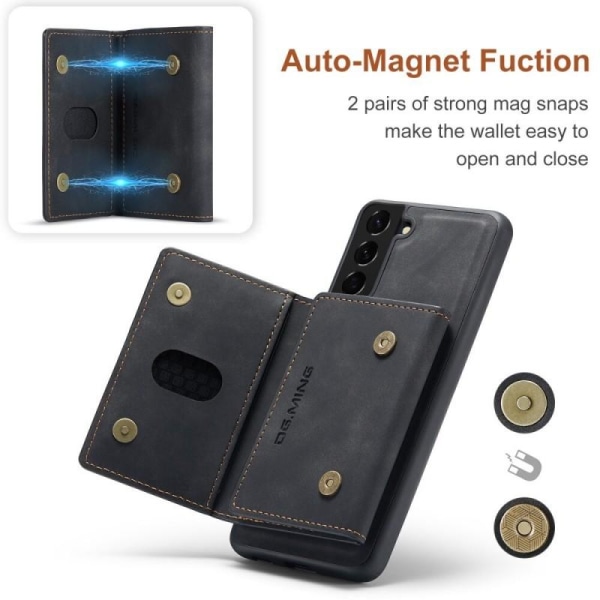 8-FACK Samsung S22 støtsikkert deksel med magnetisk kortholder D Black
