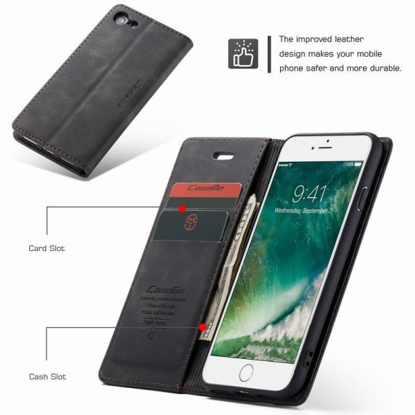 iPhone 8 Elegant Flip Case CaseMe 3-FACK Black