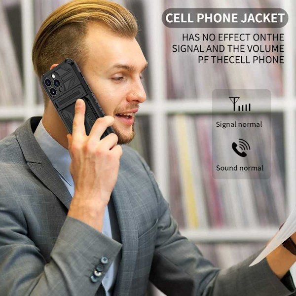 iPhone 13 Pro Max Iskunkestävä kansi Jalusta ja korttipaikka ThinArmor V3 Black