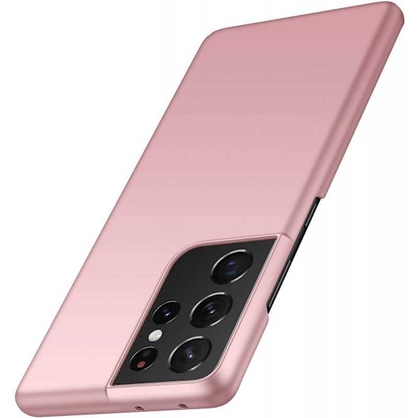 Samsung S21 Ultra Ultratunn Gummibelagd Mattsvart Skal Basic V2 Pink gold
