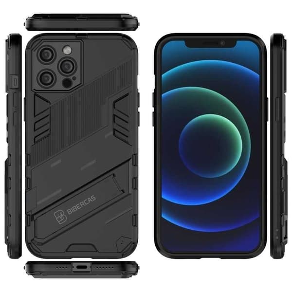 iPhone 13 Pro Max Iskunkestävä kotelo jalustalla ThinArmor V2 Mörkgrön