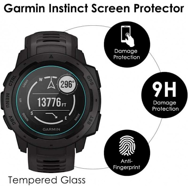 2-PAK Garmin Instinct hærdet glas 0,2 mm 9H 2,5D Transparent