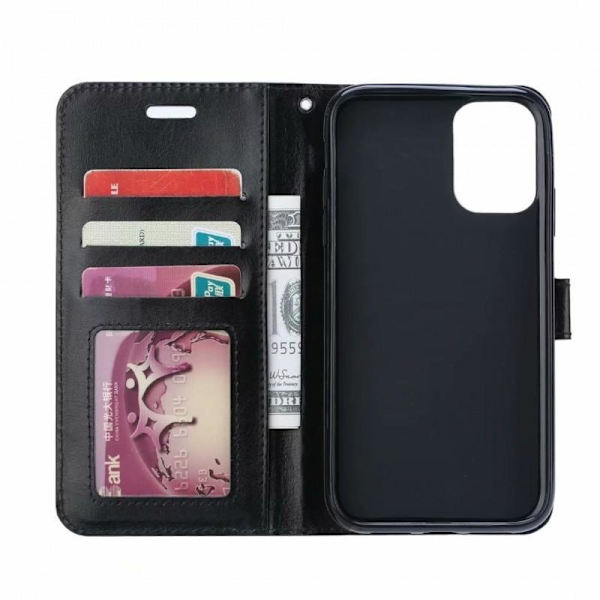 Google Pixel 4A 5G Wallet Case PU-læder 4-LOMMES Black