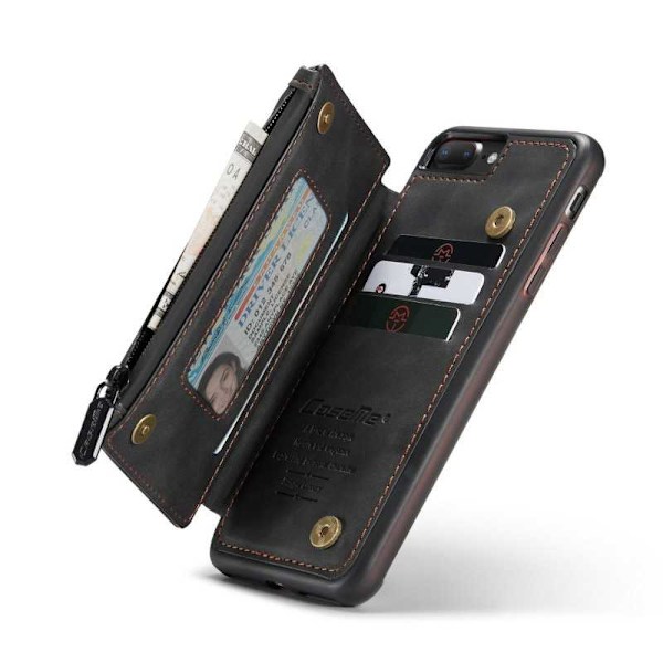 iPhone 7 Plus -suojuskorttipidike ja vetoketju 5-FACK CaseMe Flippr Black