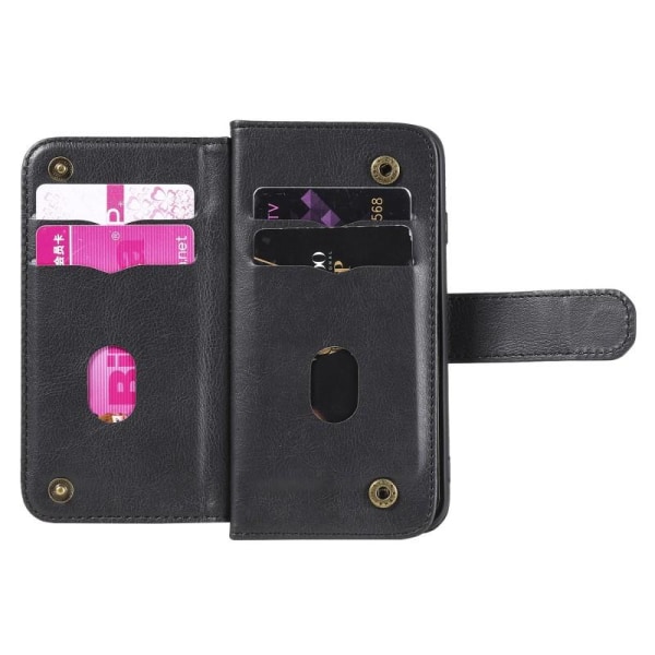 Käytännöllinen iPhone 7 -lompakkokotelo, jossa on 11-taskuinen A Black