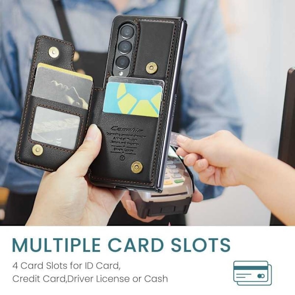CaseMe Shockproof Cover Kortholder Stander 4-rums Samsung Z Fold 3 Sort
