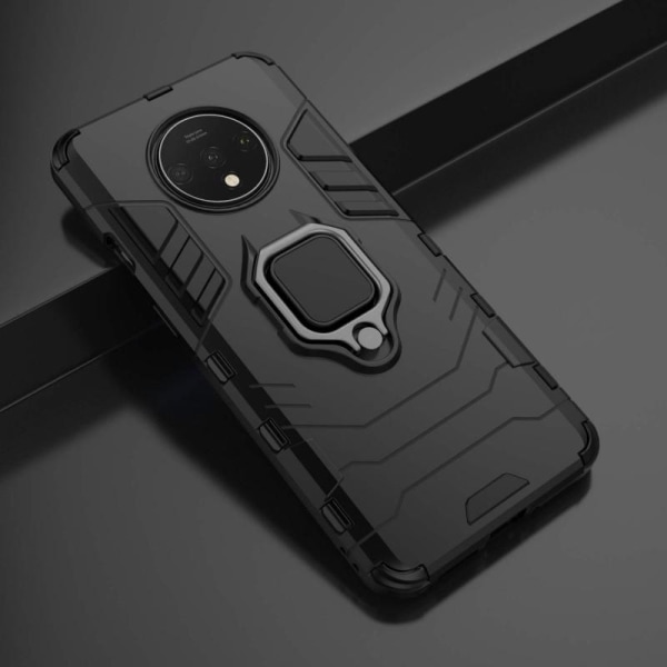 OnePlus 7T Iskunkestävä suojus rengaspidikkeellä ThinArmor Black