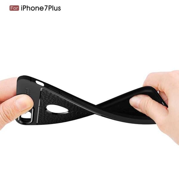 iPhone 7 Plus Stöttåligt & Stötdämpande Skal LeatherBack Svart