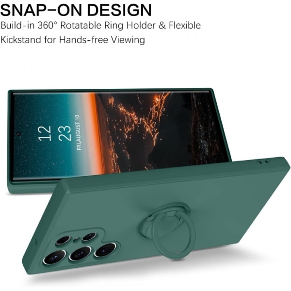 Samsung S23 Ultra stødsikkert cover med ringholder CamShield Mörkgrön