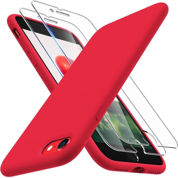 3in1 Gummibelagt Stilrent Skal iPhone 7 / 8 / SE2 / SE3 - Röd