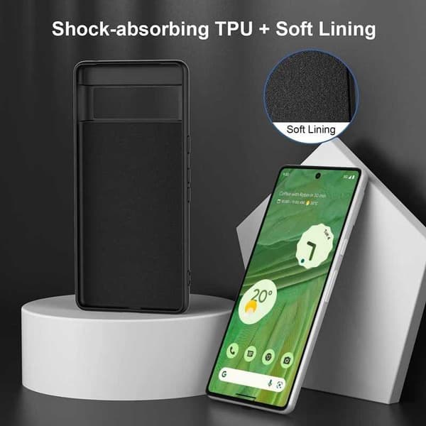 Google Pixel 7 ultraohut pehmeä kuminen mattamusta kansi Black