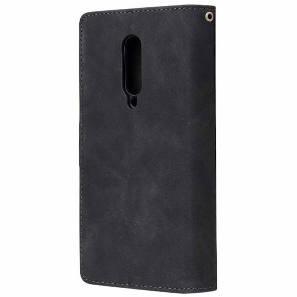 OnePlus 7 Pro Multifunktionellt Plånboksfodral Zipper 8-Fack Svart