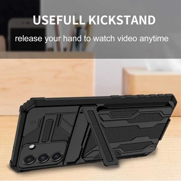 Samsung S22 Plus Stöttåligt Skal Kickstand & Kortfack ThinArmor V3 Svart