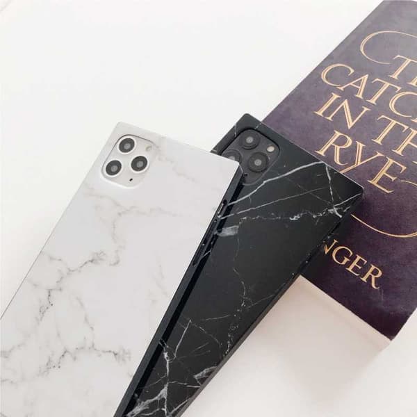 iPhone 12 Pro Max Stilrent Marmorskal Square Vit