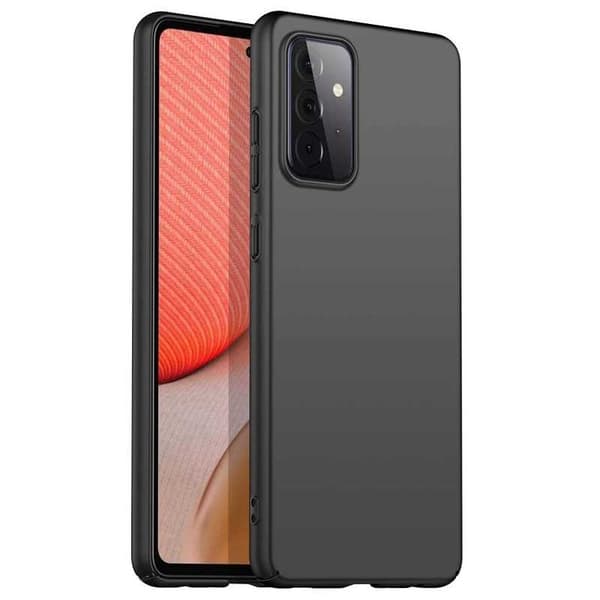 Samsung A72 5G Erittäin ohut kumipinnoitettu mattamusta Cover Basic V2 Black