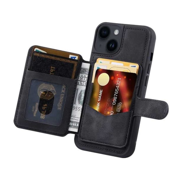 iPhone 14 Iskunkestävä Premium Cover 7-SLOT Solid V6 Nordcell™ Black