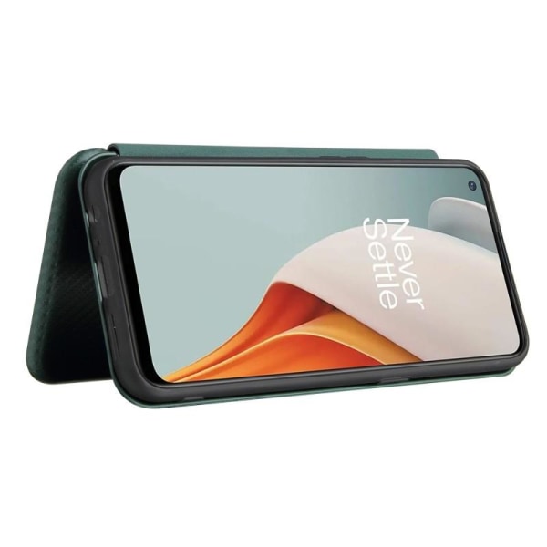 OnePlus Nord N100 Flip Case -korttipaikka CarbonDreams Green Green