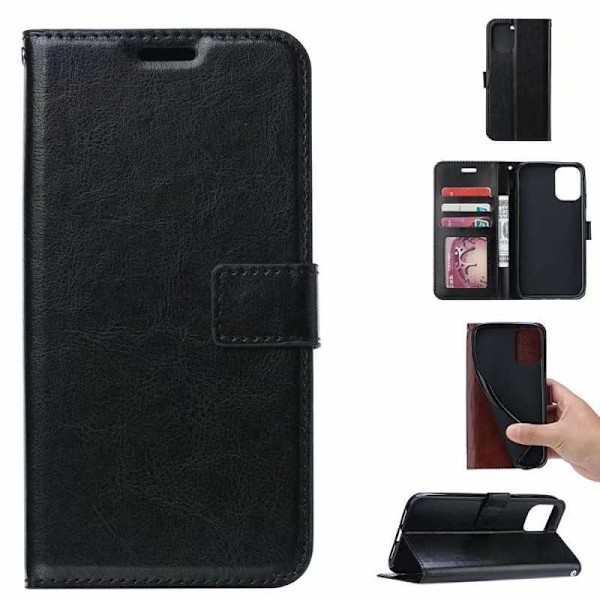 Samsung A41 Pung etui PU-Læder 4-KOMPARTMENT Sort Black
