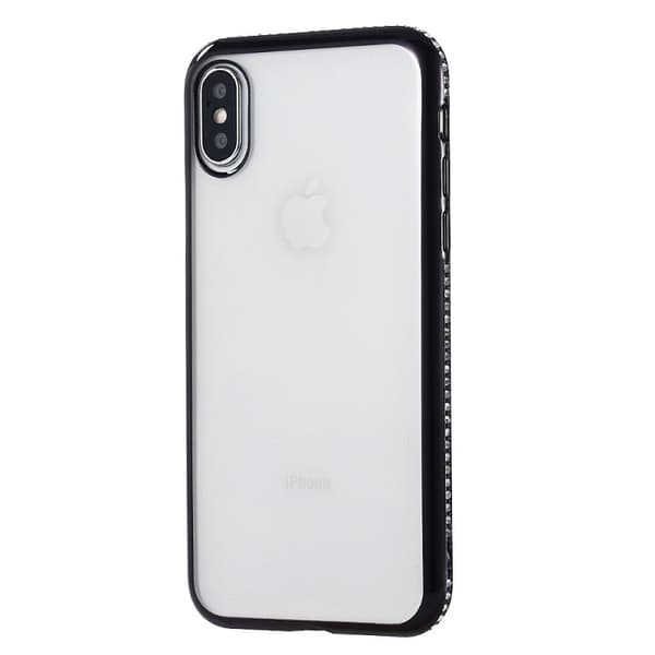 iPhone X stødabsorberende gummicover med rhinsten Rosenguld