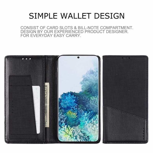 Samsung S21 FE Elegant Case PU-nahkaa ja RFID-esto Black