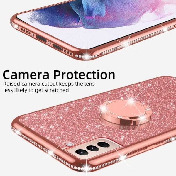 Samsung S21 Plus iskunvaimentimen suojus sormustelineellä Svart