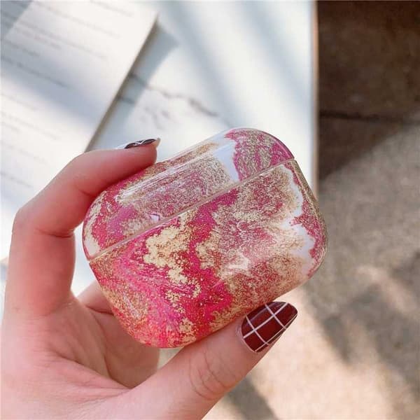 Iskunkestävä marmorikuori AirPods Prolle White Variant 4