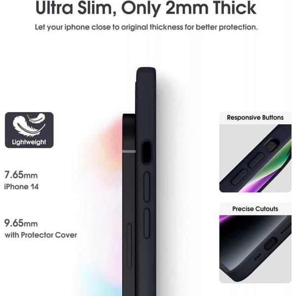 iPhone 14 Kuminen Shell Liquid - Musta