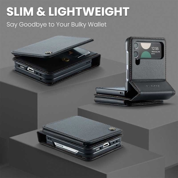 CaseMe Shockproof Cover Kortholder Stander 4-rums Samsung Z Flip 3 Sort