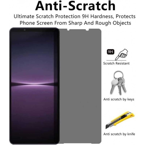 Xperia 10 V Privacy Hærdet glas 0,26 mm 3D 9H Transparent
