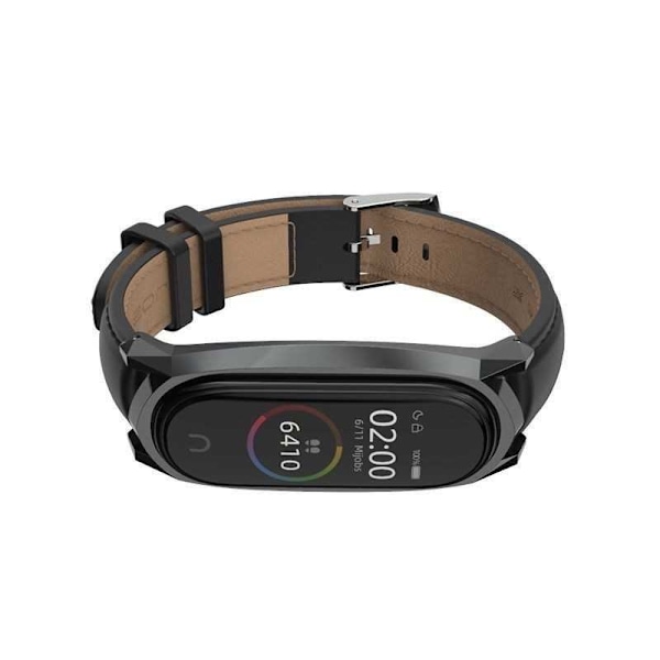 Amazfit Band 7 / 7 NFC Stilrent Armband Veganläder Retro Svart