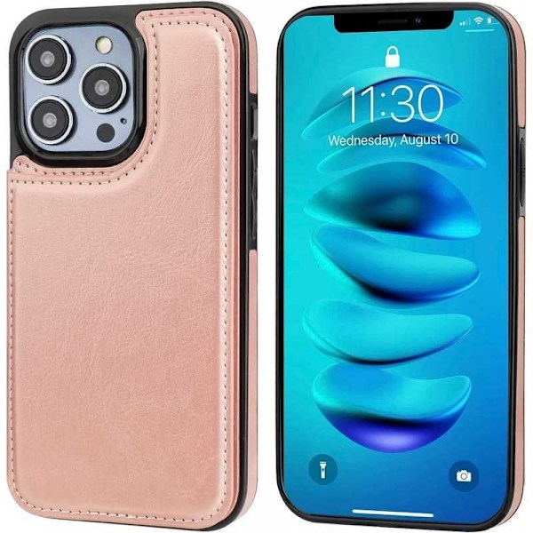 iPhone 15 Pro Max Shockproof Cover Kortholder 3-SLOT Flippr Rosenguld