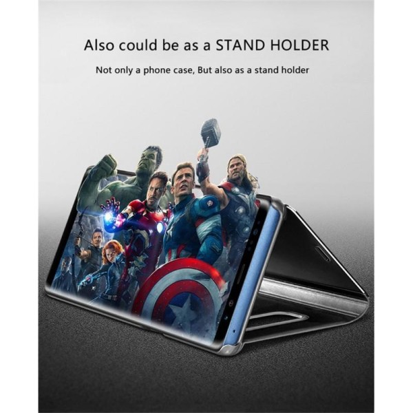 OnePlus 6T Smart Flip Case Clear View Standing V2 Rocket Svart